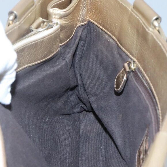 BURBERRY Nova Check Tote Bag PVC Beige Gold Auth 116135 - Picture 11 of 16